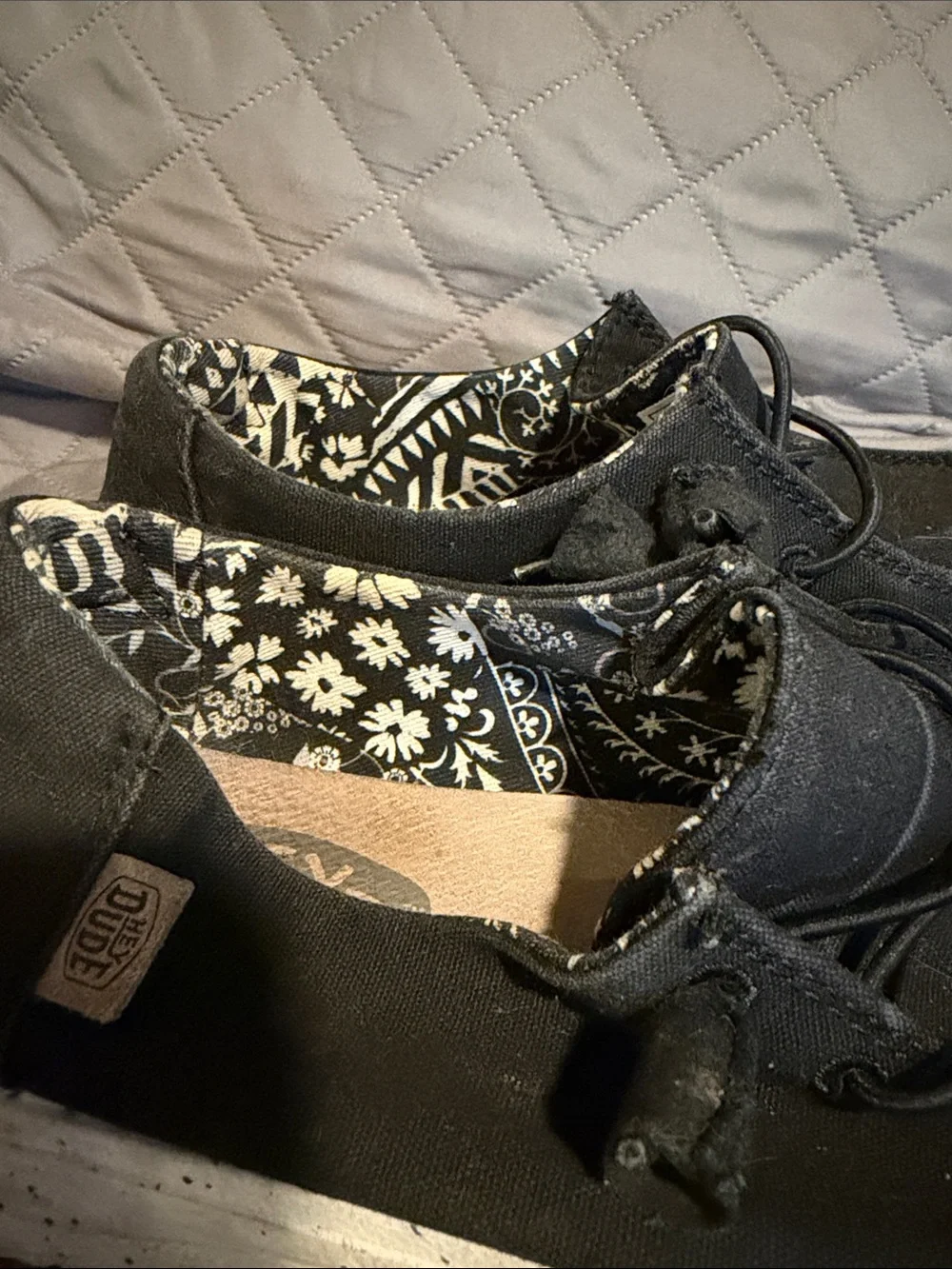 Hey Dude Women's Black Flats with White Soles